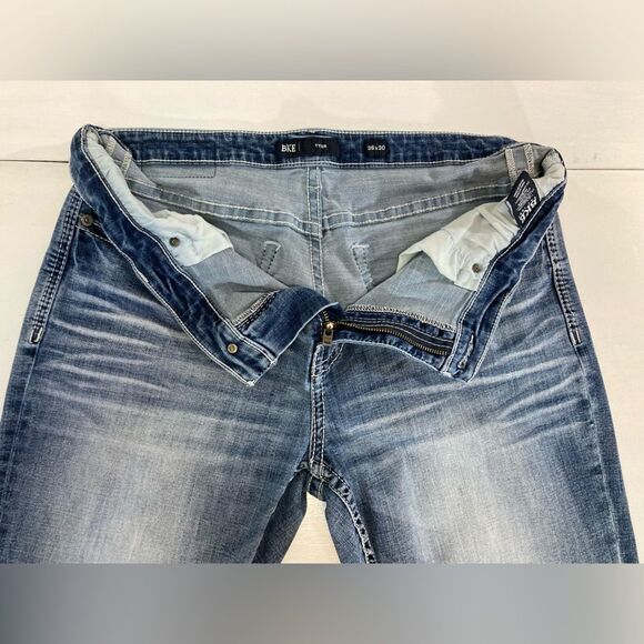 BKE Tyler Jeans Men's 36X30 Blue Denim Relaxed Fit Straight Leg  Distress Casual - Picture 6 of 12